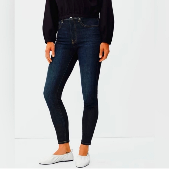 NWT EVERLANE HIGH RISE DARK INDIGO SKINNY JEANS 24 Tall - Picture 1 of 4